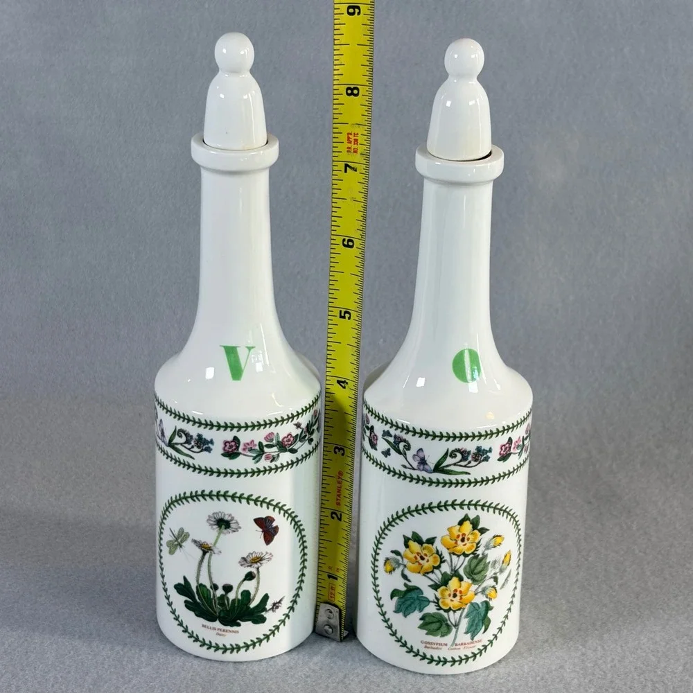 Vintage Portmeirion Botanic Garden Oil Vinegar Cruet Set 1991 England Floral